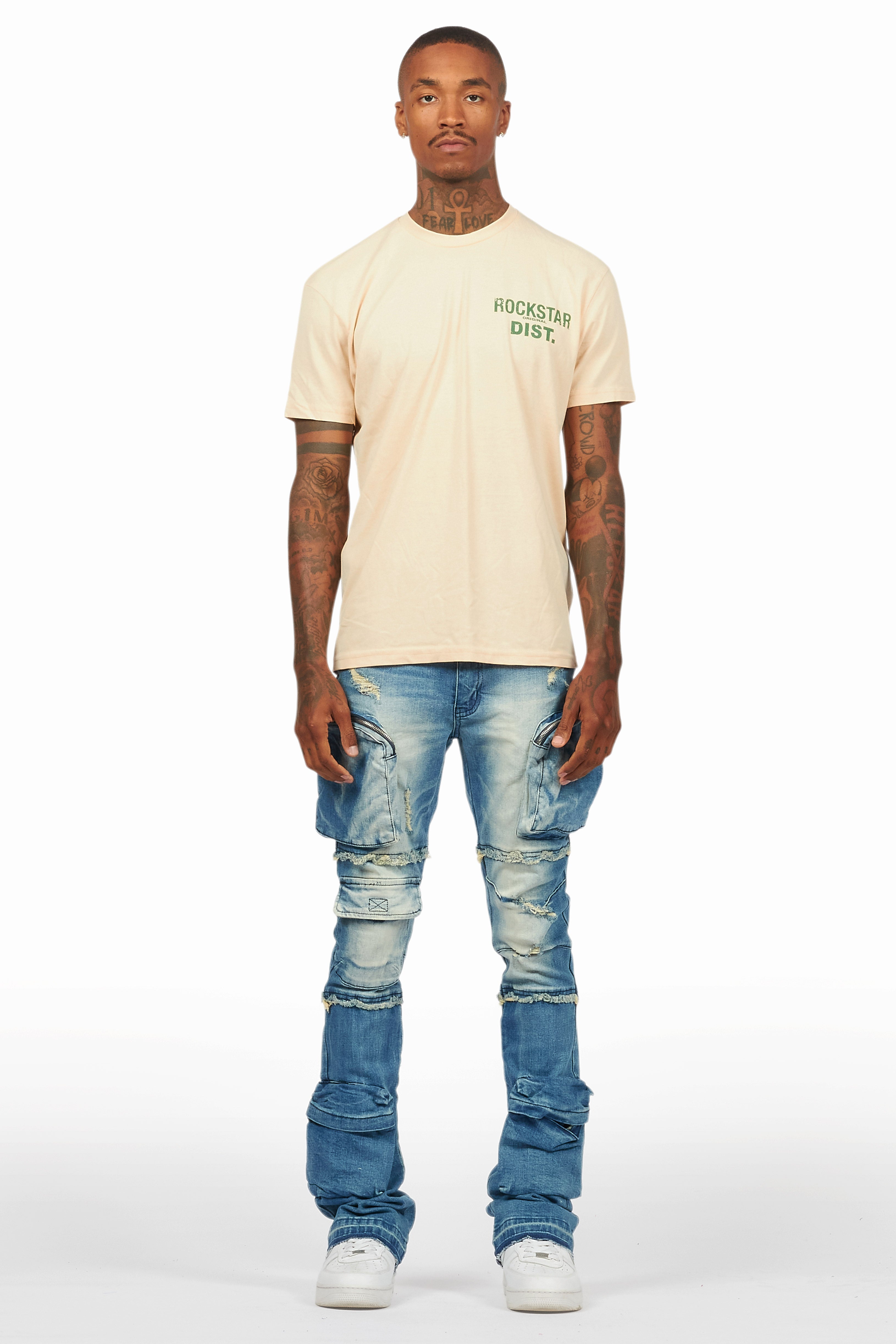 Shift Dirty Blue Stacked Flare Jean