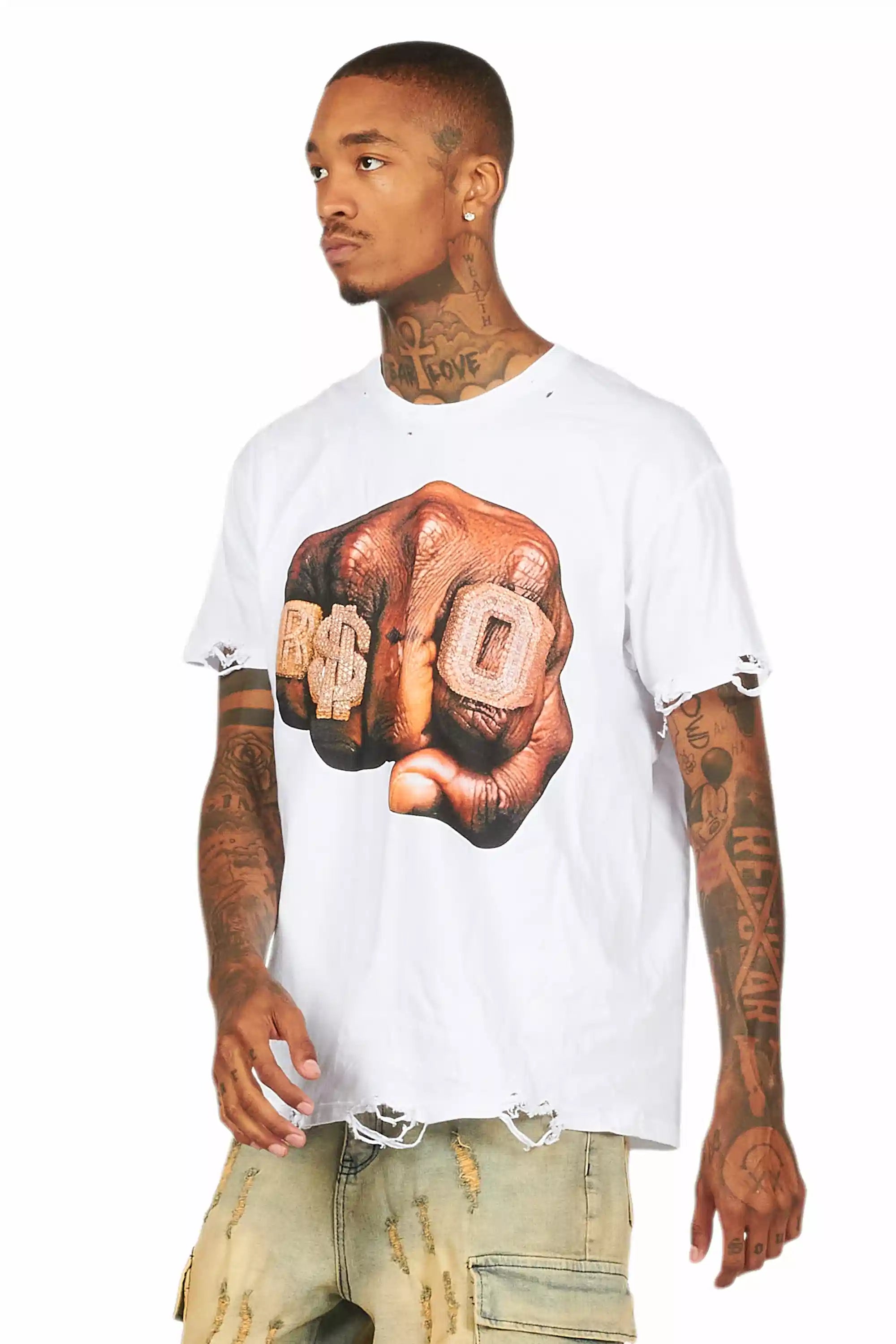 Janus White Oversized Graphic T-Shirt