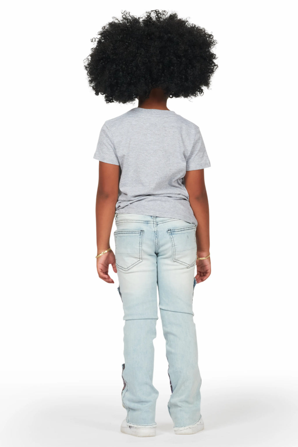 Girls Esma Blue Stacked Flare Jean