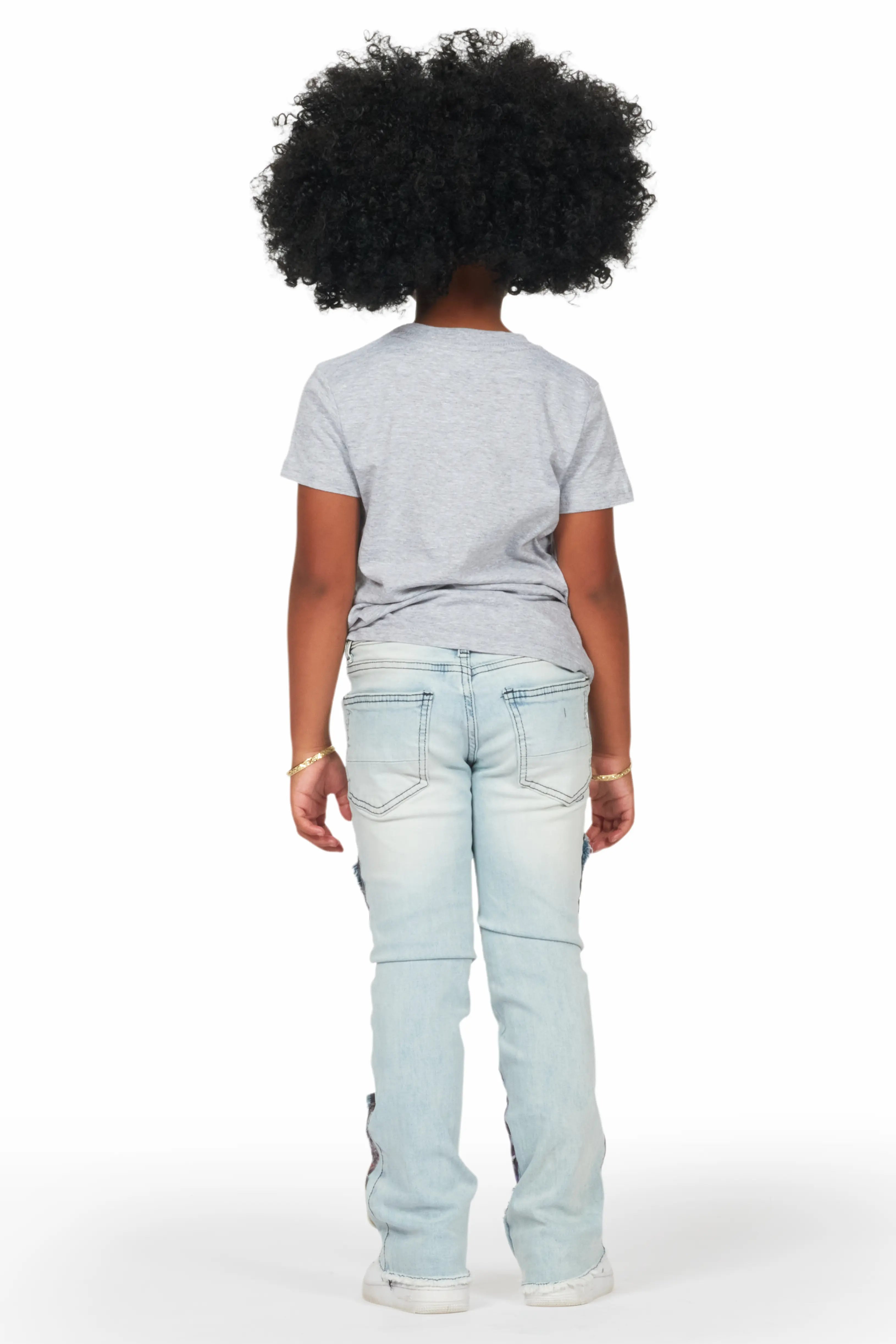 Girls Esma Blue Stacked Flare Jean