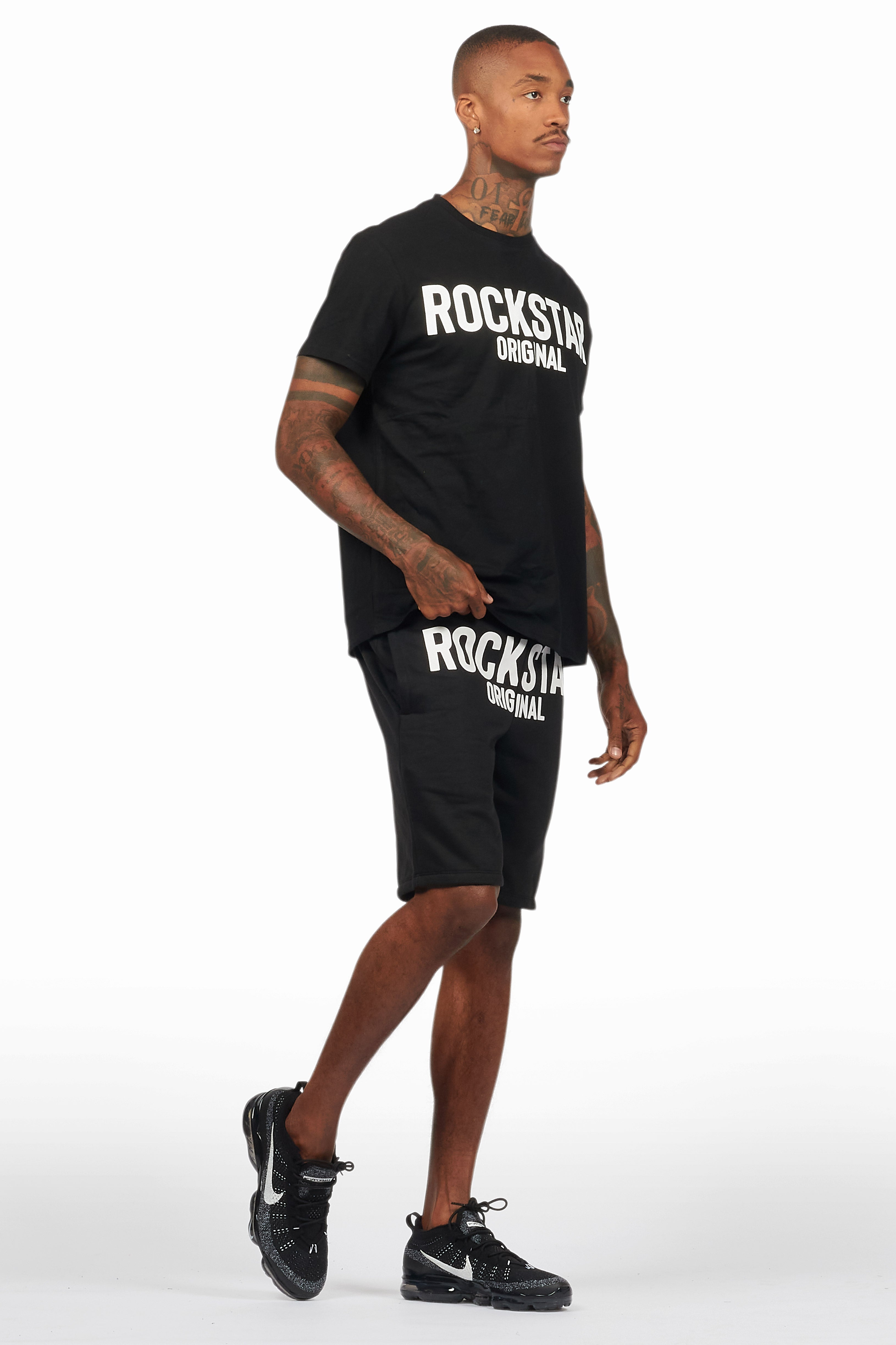 Sana Black/White T-Shirt Short Set