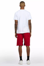 Racing Grung White/Burgundy Graphic T-Shirt Short Set