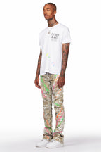 Fahim Beige Painter Stacked Flare Jean