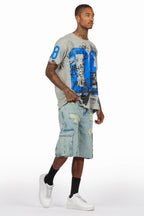Grill Grey/Light Blue T-Shirt/Denim Short Set