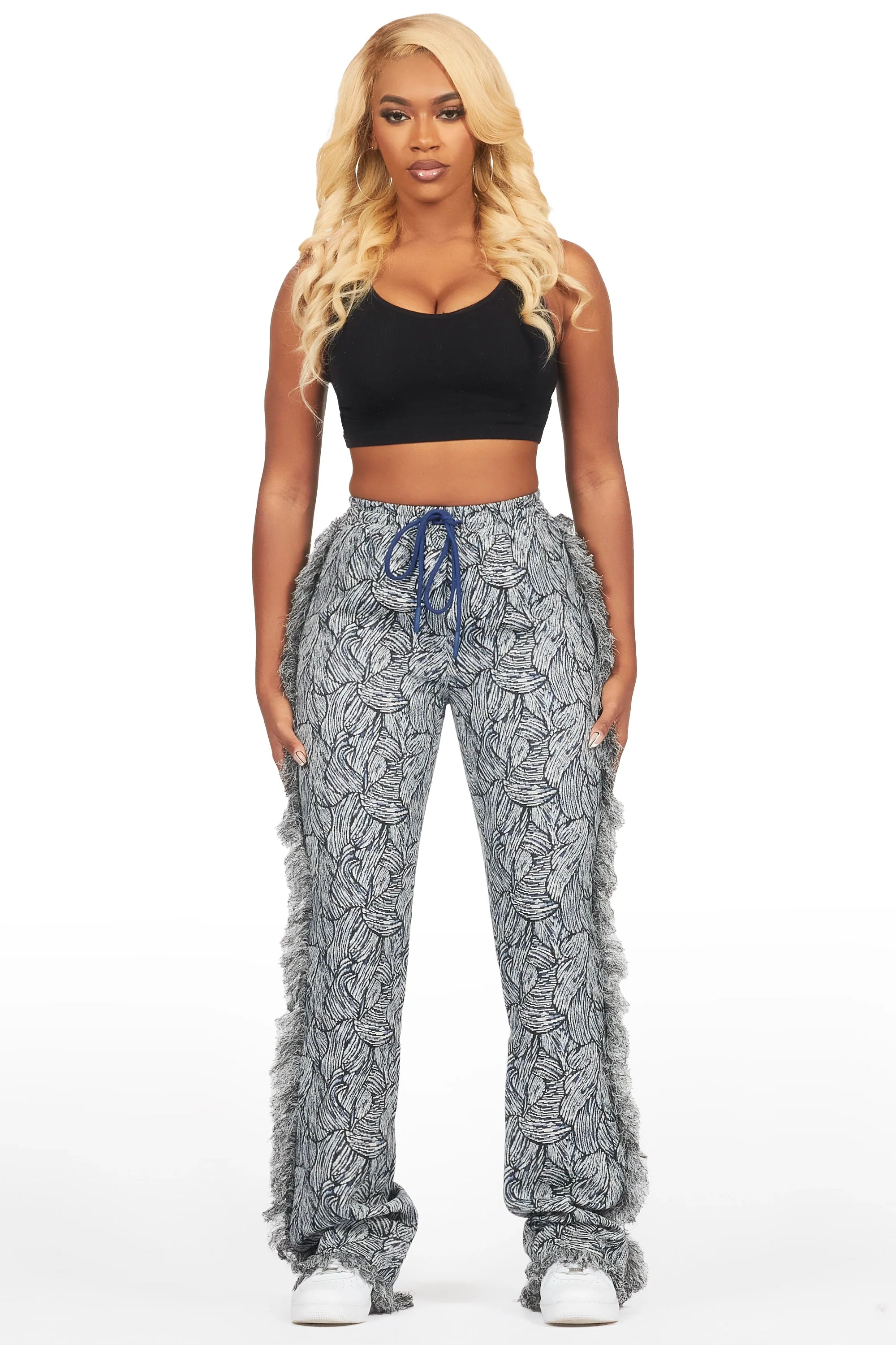Syncere Navy Tapestry Stacked Pant