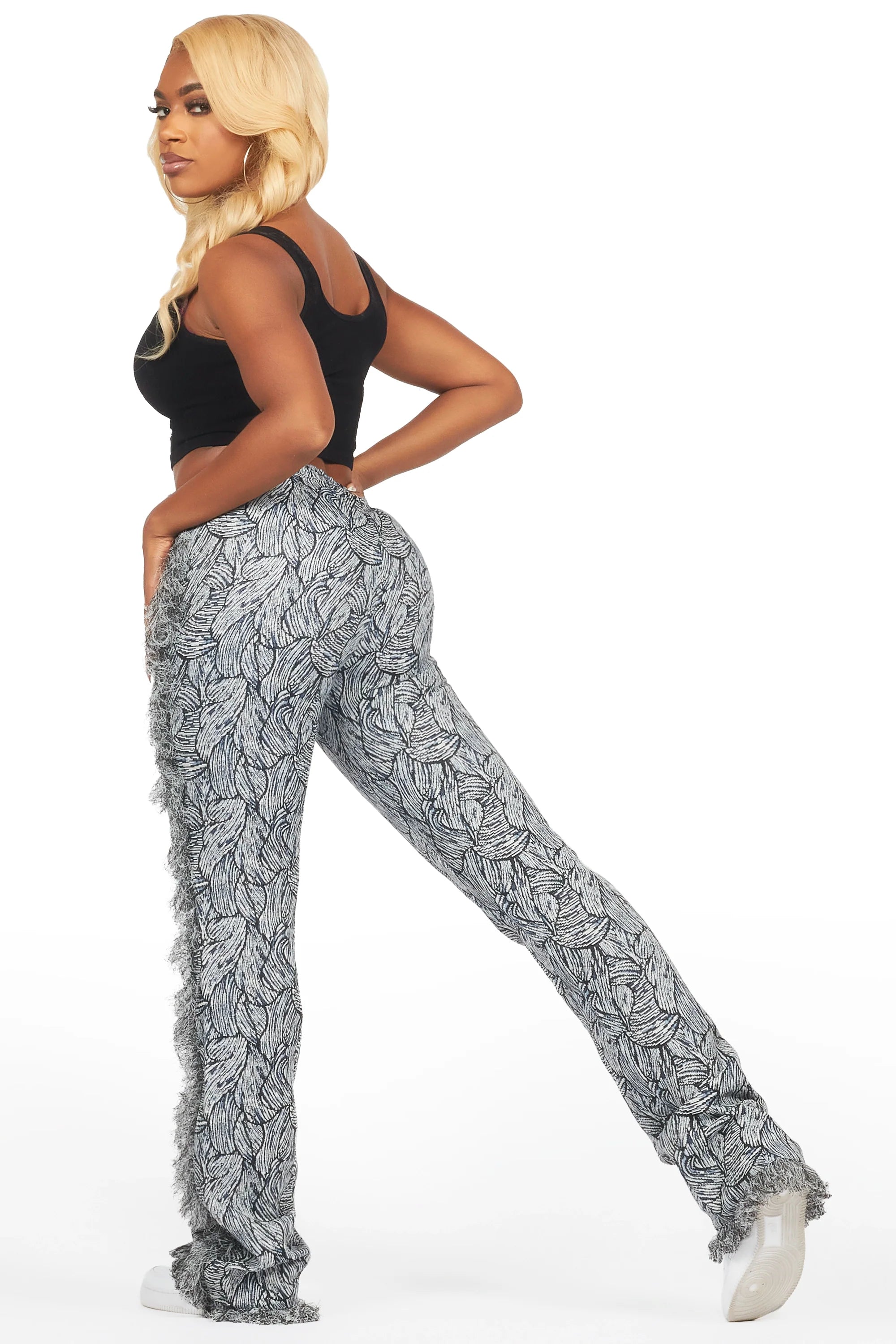 Syncere Navy Tapestry Stacked Pant