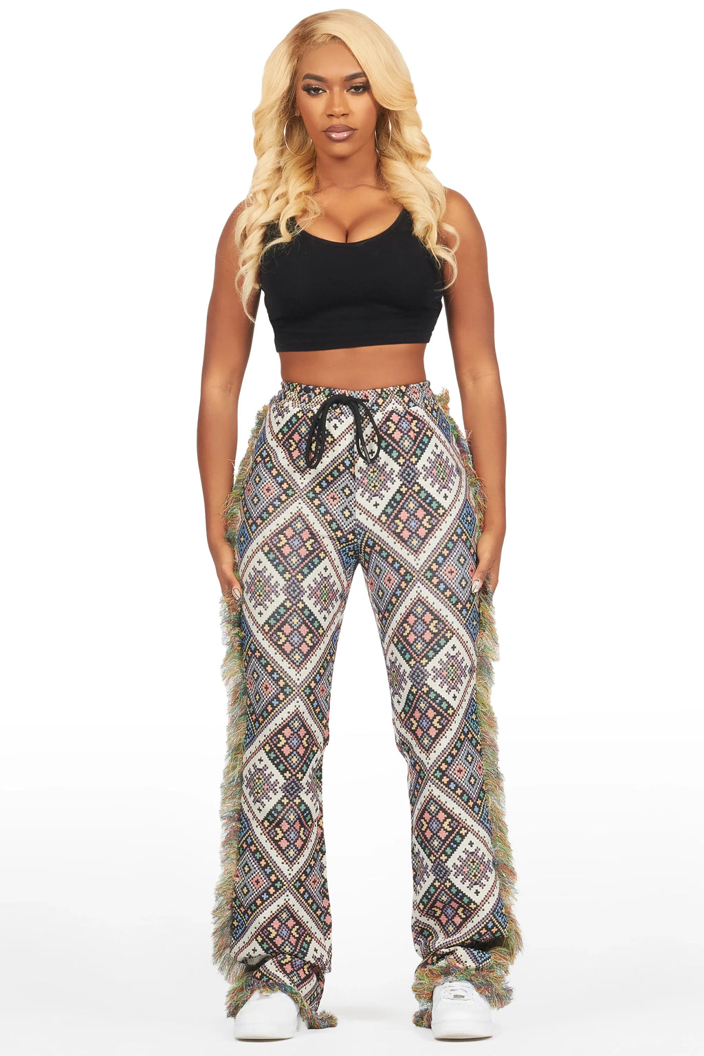 Missy Black Multi Print Tapestry Stacked Pant