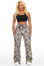 Missy Black Multi Print Tapestry Stacked Pant