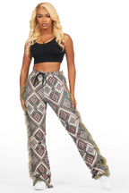 Missy Black Multi Print Tapestry Stacked Pant