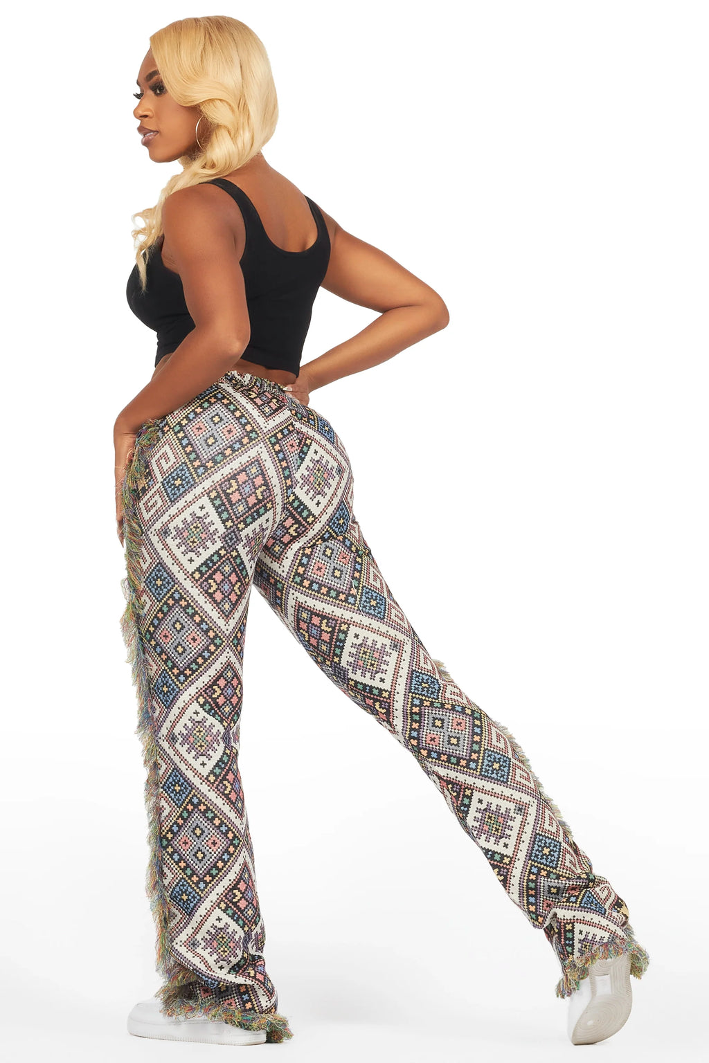 Missy Black Multi Print Tapestry Stacked Pant