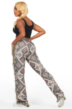 Missy Black Multi Print Tapestry Stacked Pant