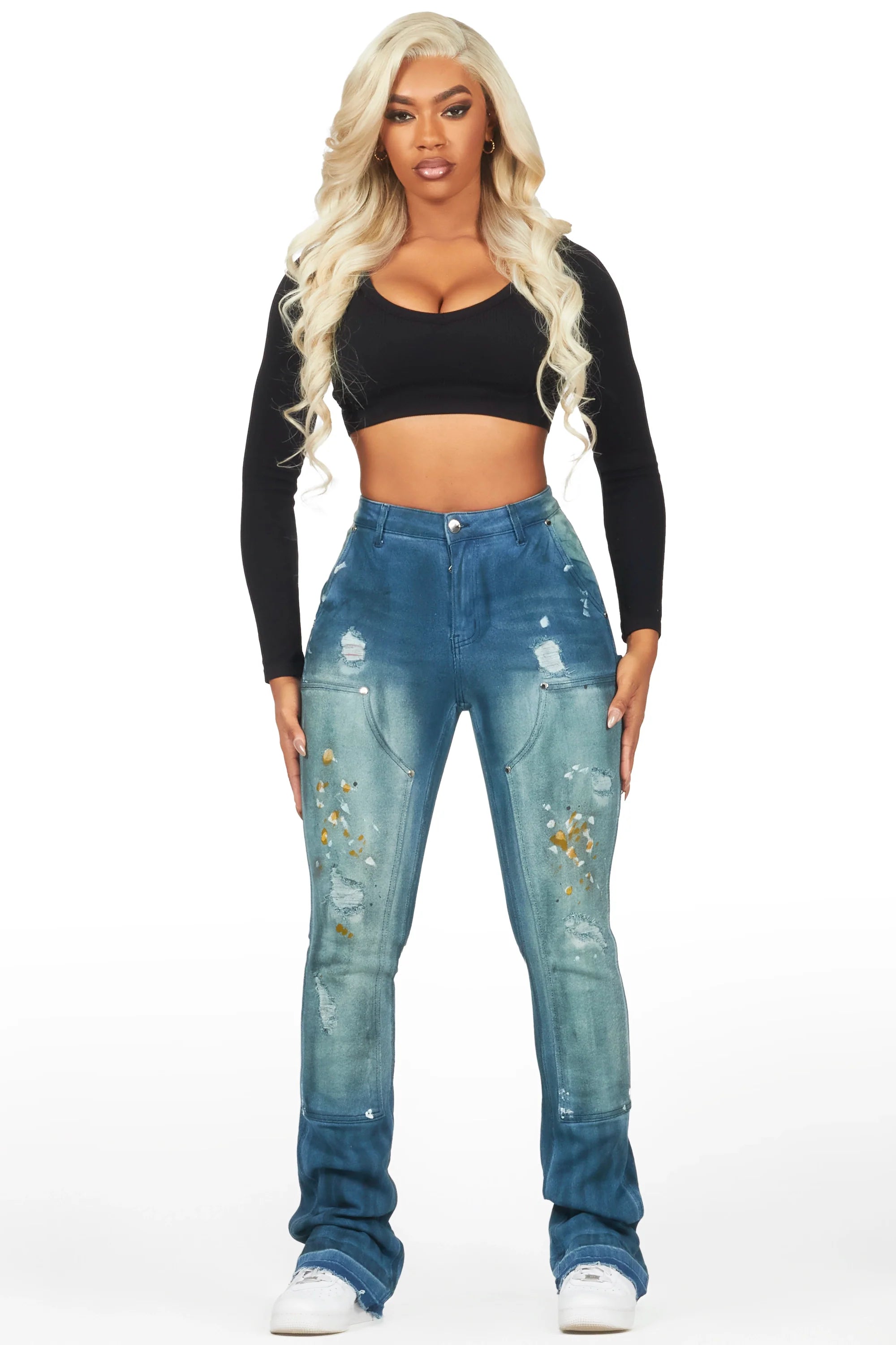 Miesha Blue Stacked Flare Jean