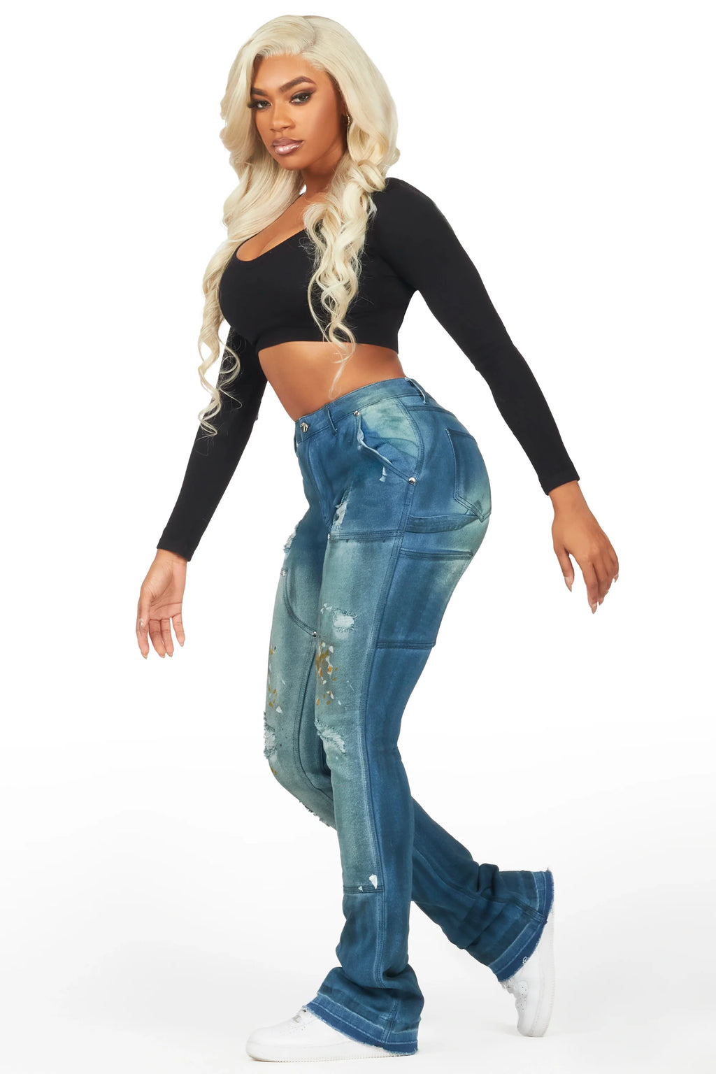 Miesha Blue Stacked Flare Jean