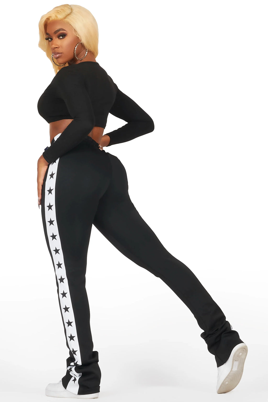 Kevona Black Super Stacked Track Pant