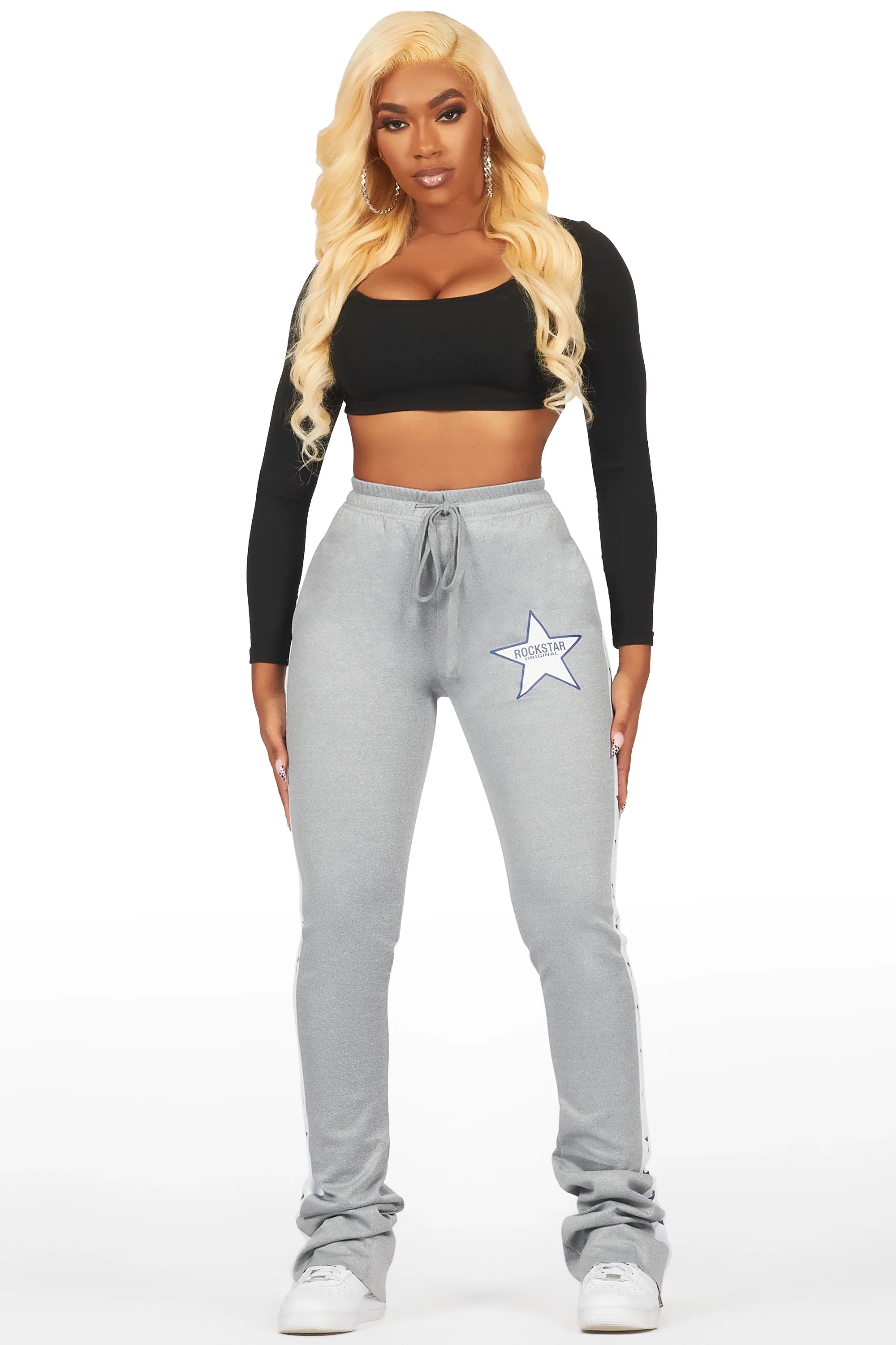 Kevona Heather Grey Super Stacked Track Pant
