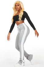 Savannah Heather Grey Super Stacked Track Pant