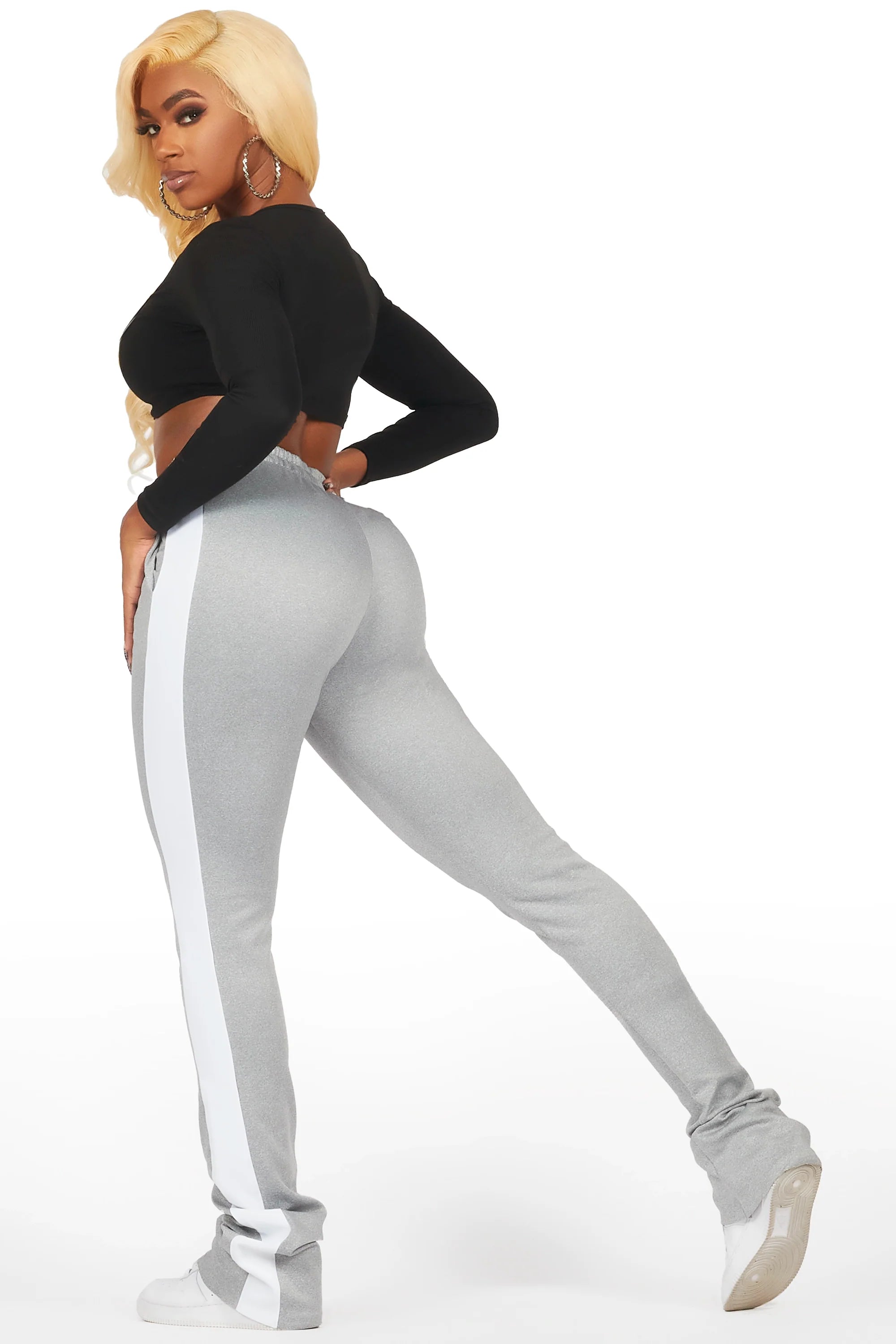 Savannah Heather Grey Super Stacked Track Pant