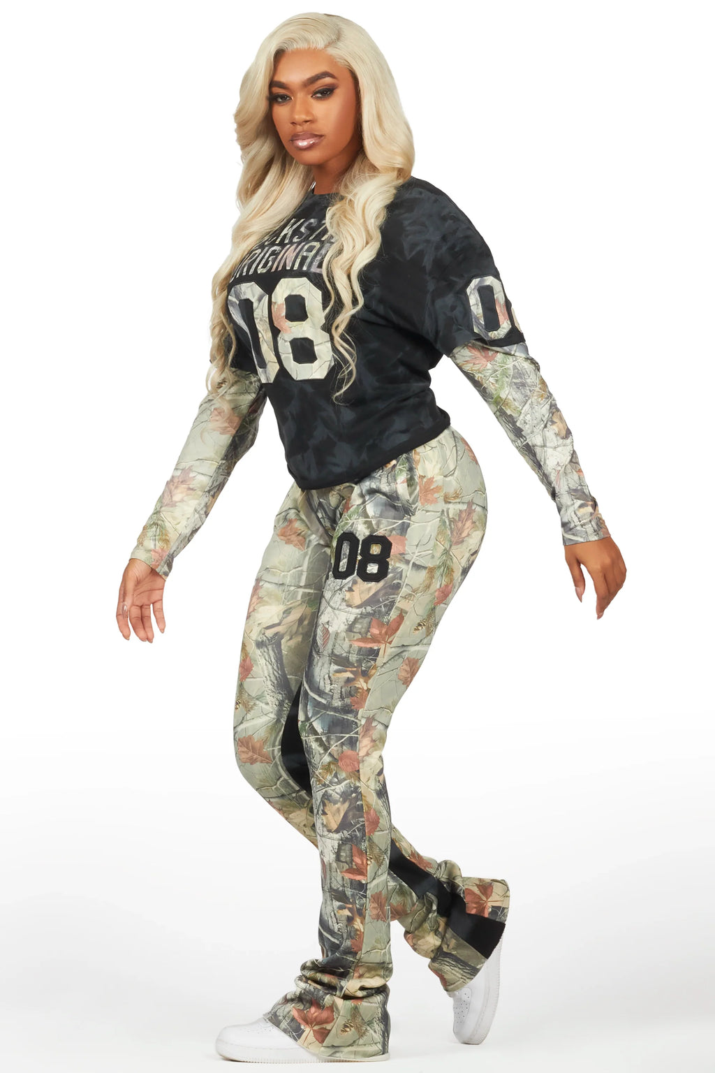 Chriseana Black/ Tree Camo Double Layer T-Shirt Trackset