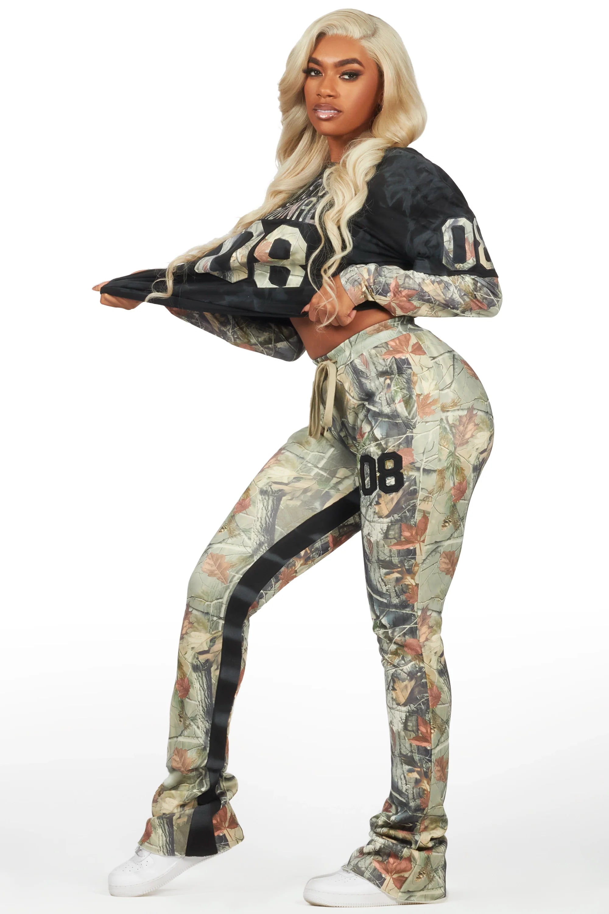 Chriseana Black/ Tree Camo Double Layer T-Shirt Trackset