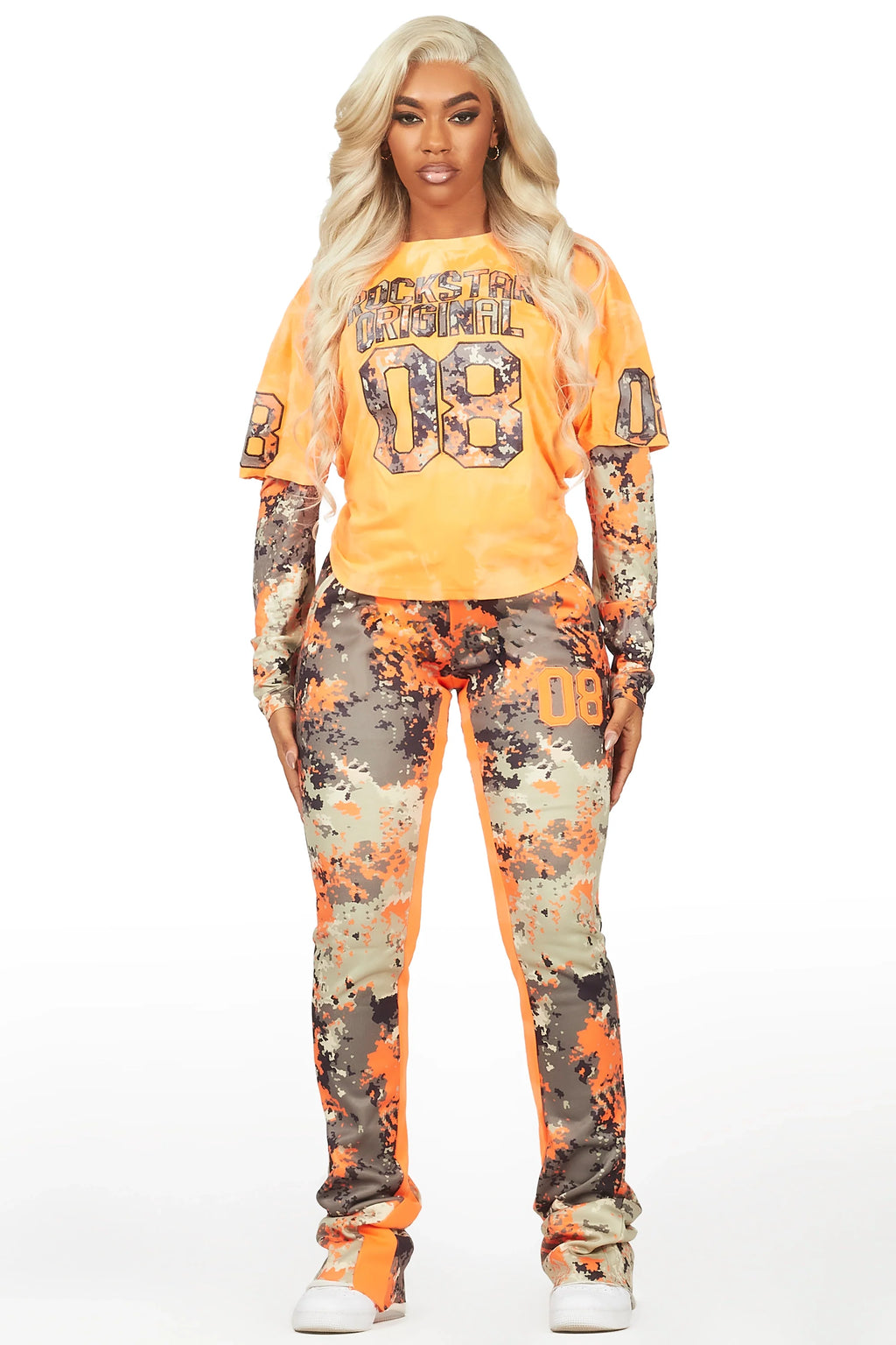 Chriseana Orange/Digital Camo Double Layer T-Shirt Trackset