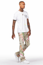 Fahim Beige Painter Stacked Flare Jean