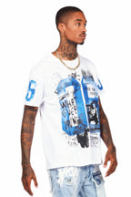 Grill White/Blue Graphic Oversized T-Shirt