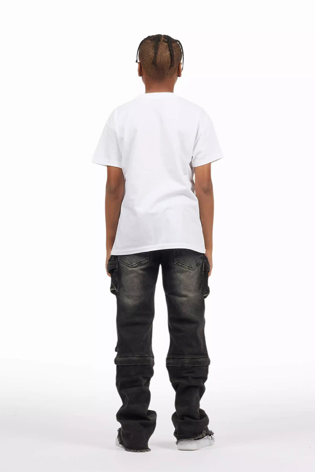 Boys Jan Black Stacked Flare Cargo Jean