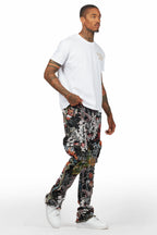 Jari Multi Stacked Tapestry Flare Jean