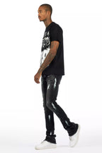 Amos Black T-Shirt/Painted Stacked Flare Jean