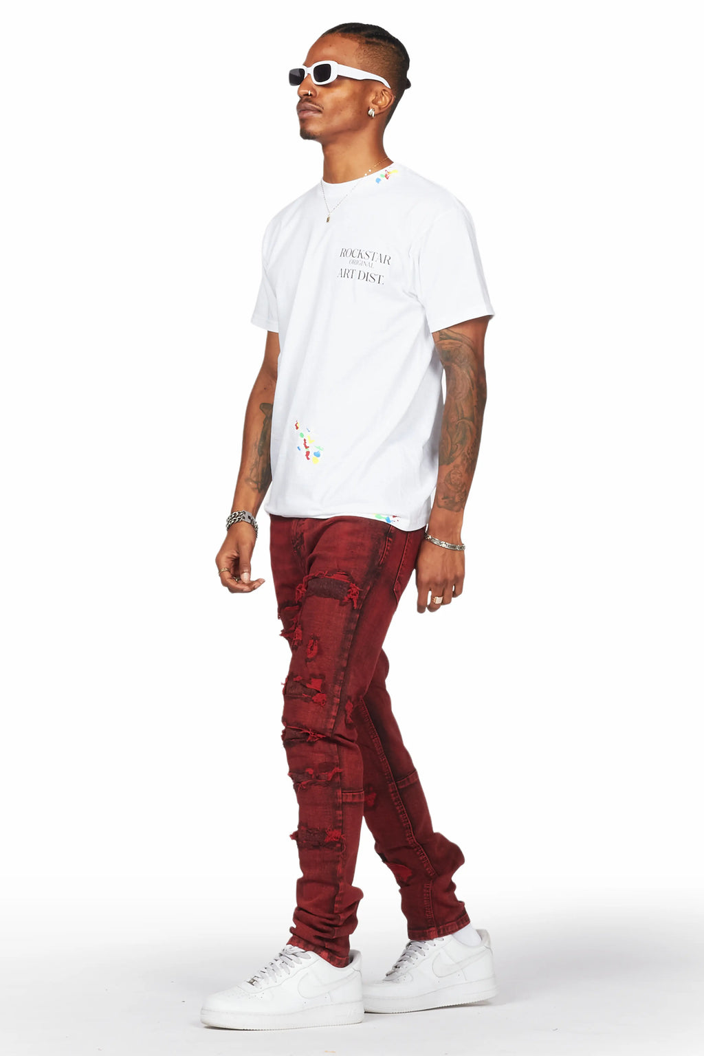 Dalit Red Under Patch Skinny Fit Jean