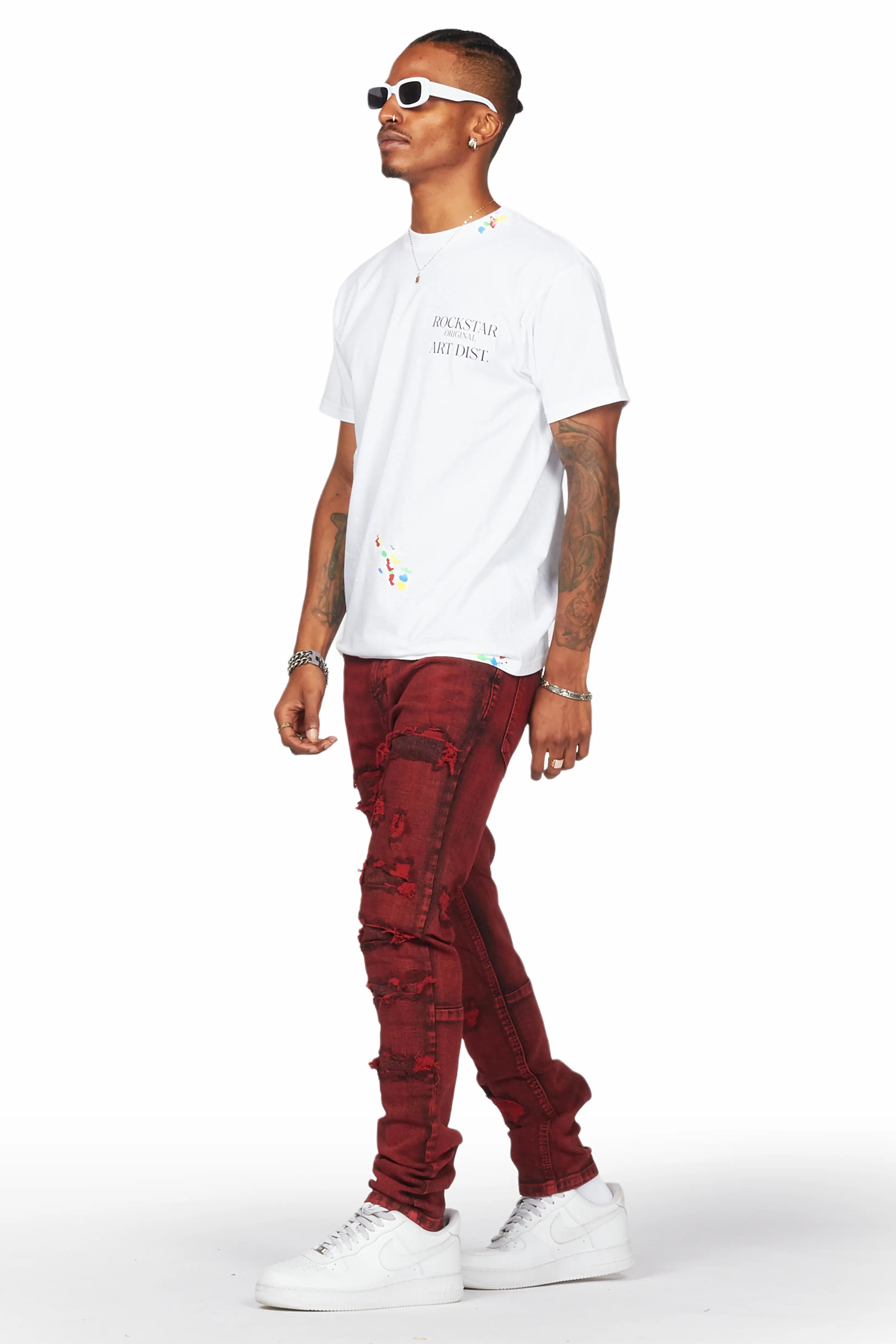 Dalit Red Under Patch Skinny Fit Jean