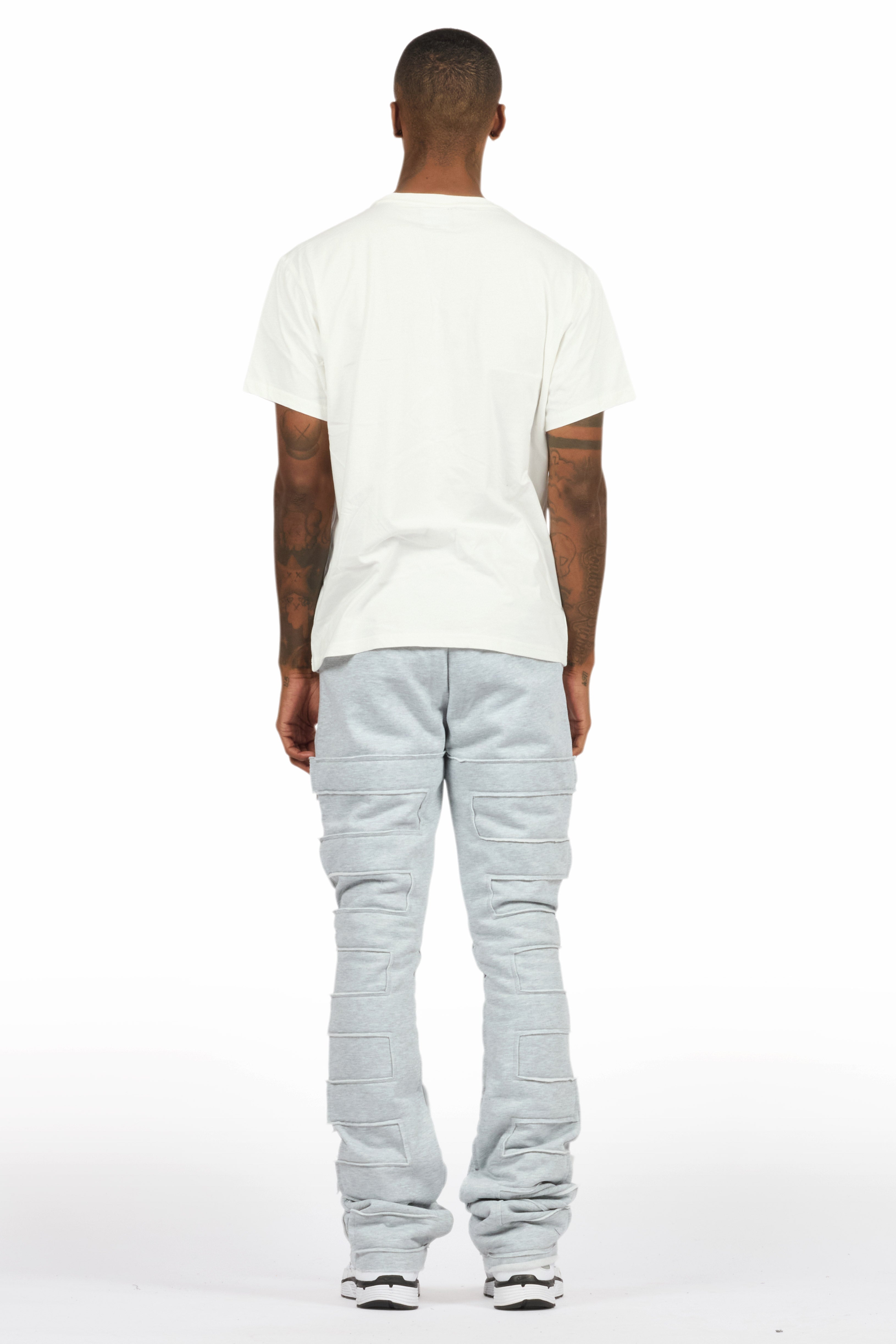 Emilio Heather Grey T-Shirt/Stacked Flare Track Set