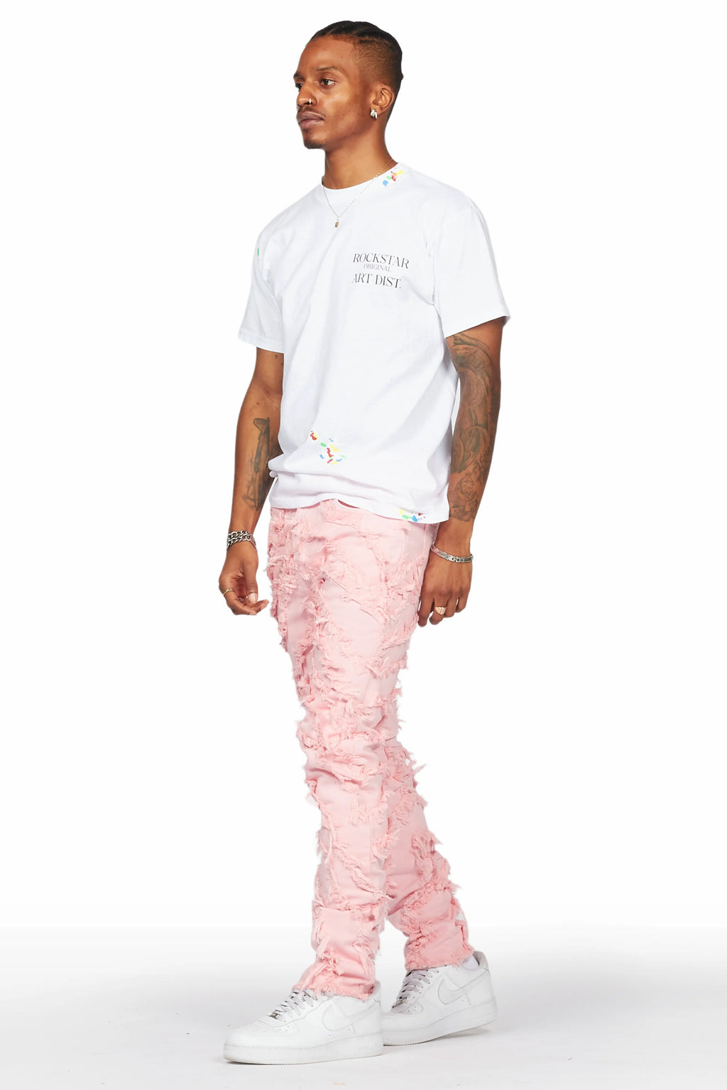 Balta Pink Diagonal Patch Skinny Fit Jean