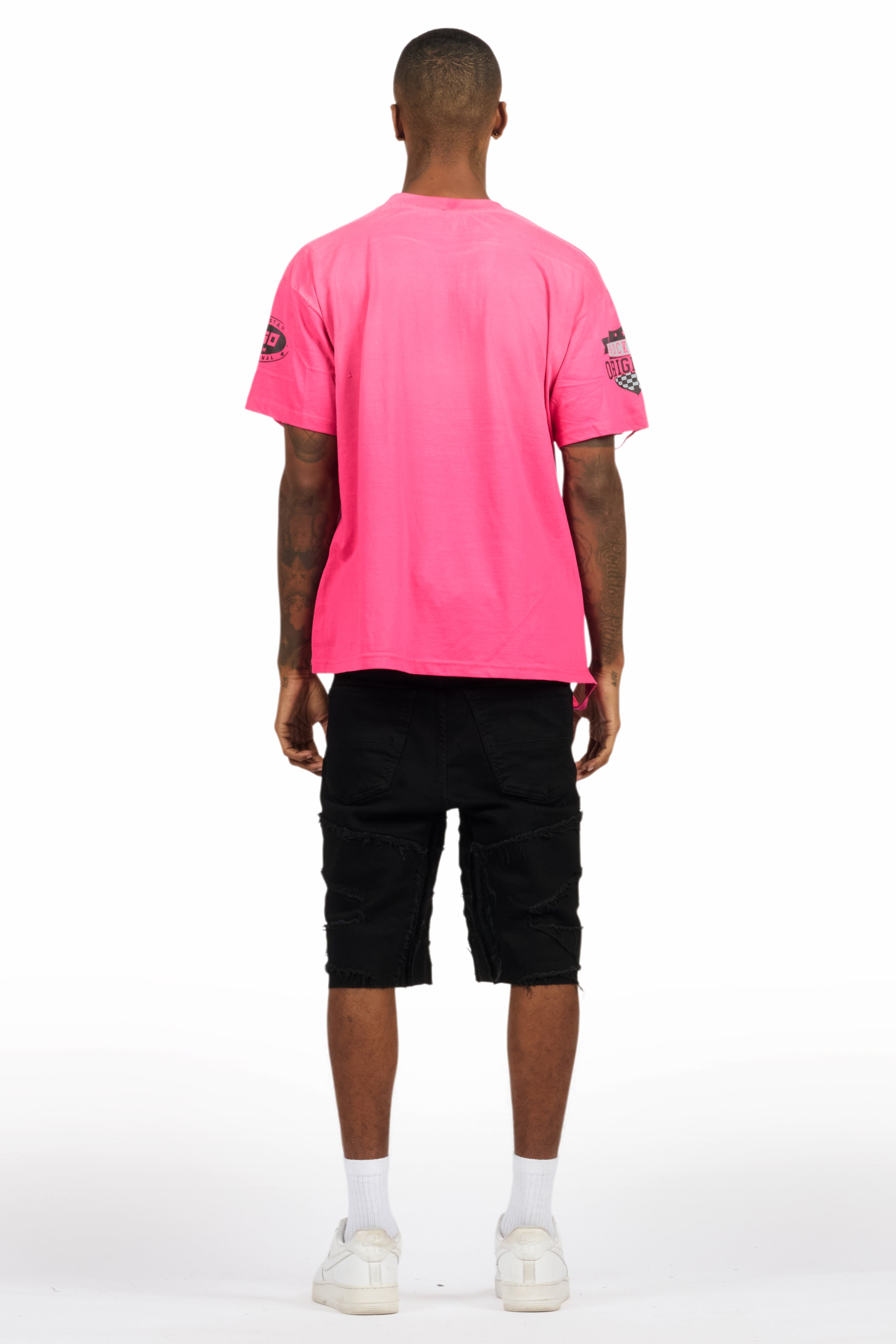 Amos Fuchsia/Black Graphic T-Shirt
