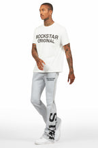 Deniska Heather Grey T-Shirt/Baggy Stacked Flare Track Set