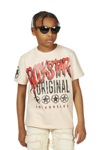 Boys Taijo Beige T-Shirt/Super Stacked Flare Jean