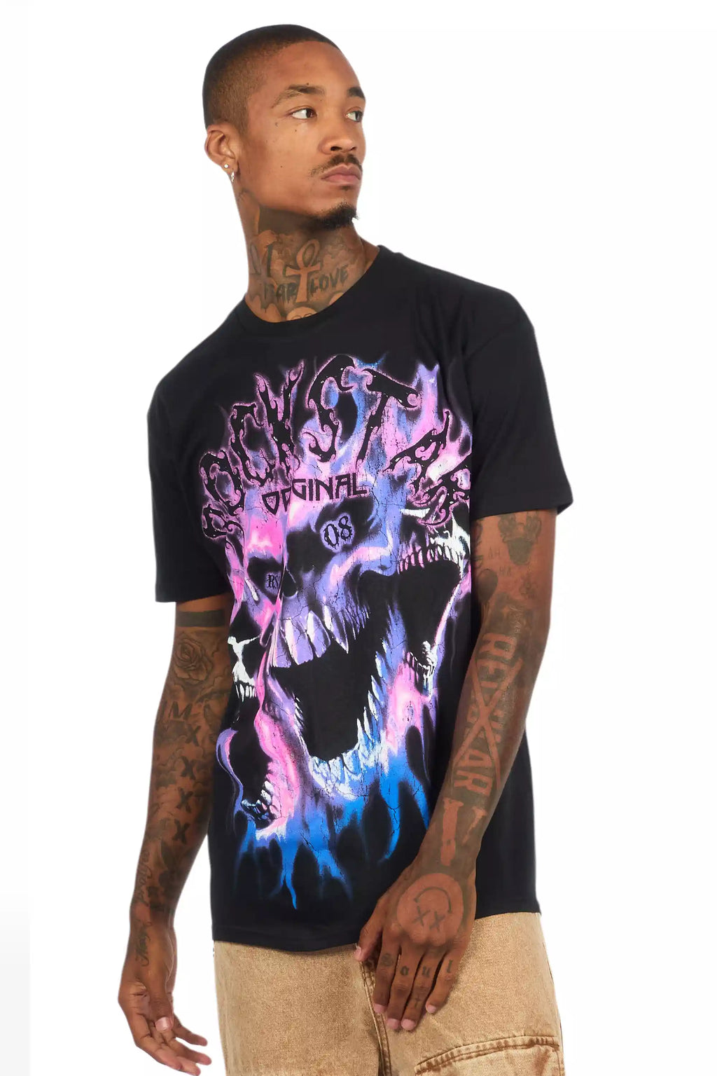 Lucen Black/Purple Oversized Graphic T-Shirt