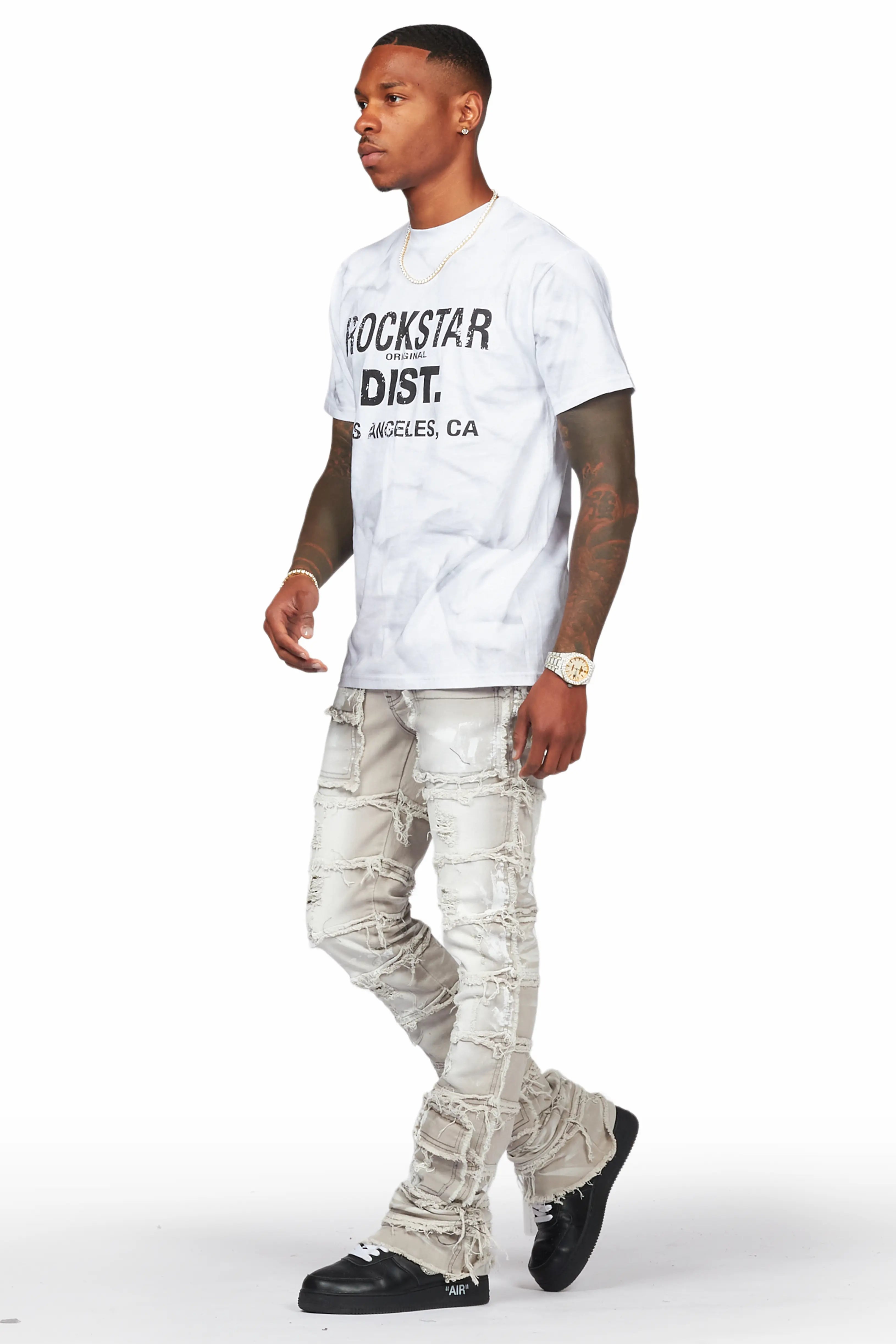 Garrick Grey Painter Stacked Flare Jean