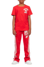 Boys Gerrit Red Stacked Baggy Track Pant