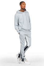Basic Heather Grey Hoodie/Stacked Flare Track Set