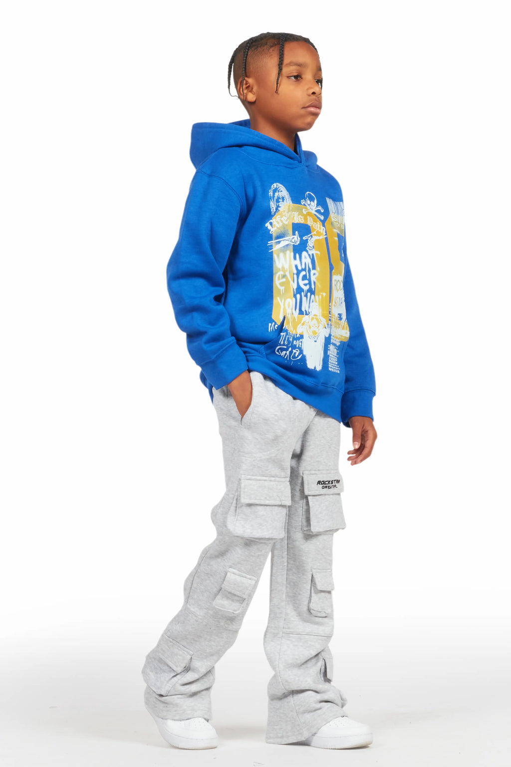 Boys Connor Grey Stacked Flare Track Pant