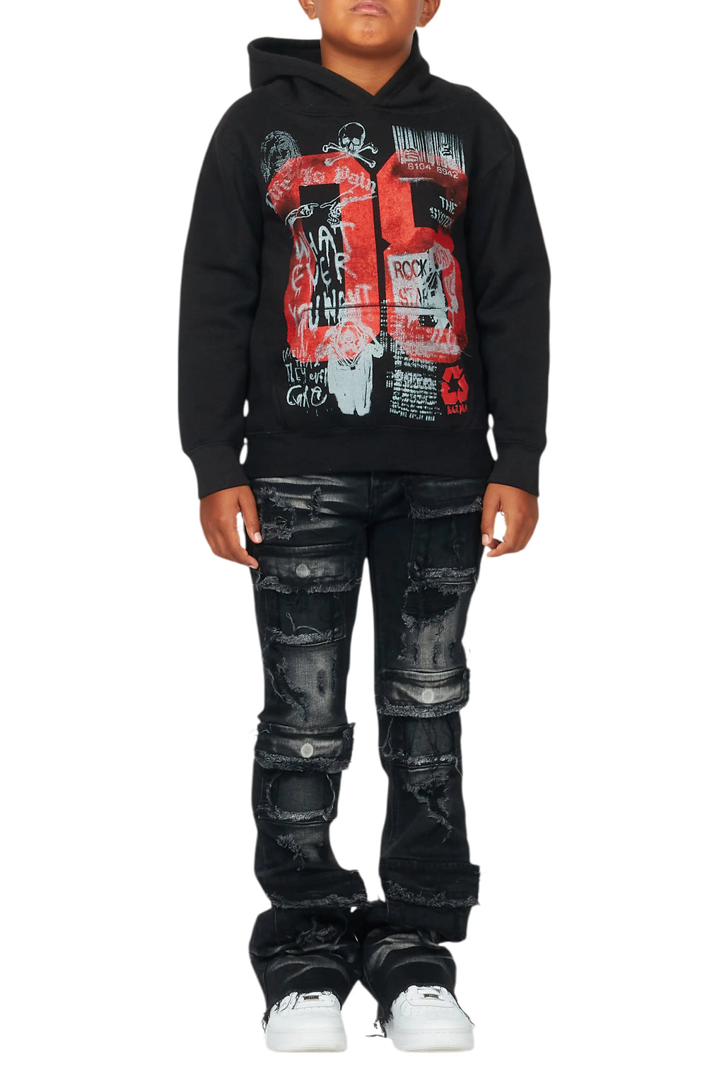 Boys Beau Black Graphic Hoodie