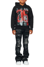 Boys Beau Black Graphic Hoodie