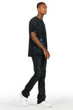 Ebbos Black Flame Patched Skinny Flare Jean