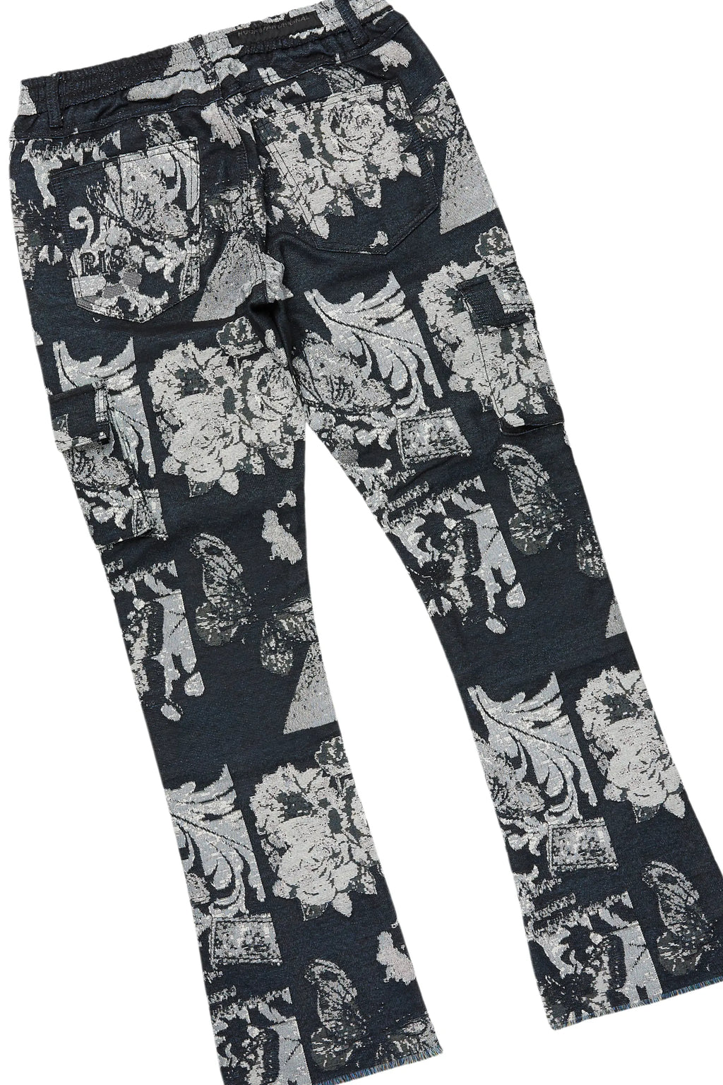 Girls Lamia Black Tapestry Puffer Jacket/Flare Jean Set