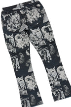 Girls Lamia Black Tapestry Puffer Jacket/Flare Jean Set