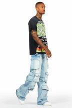 Mahesh Blue Baggy Cargo Jean