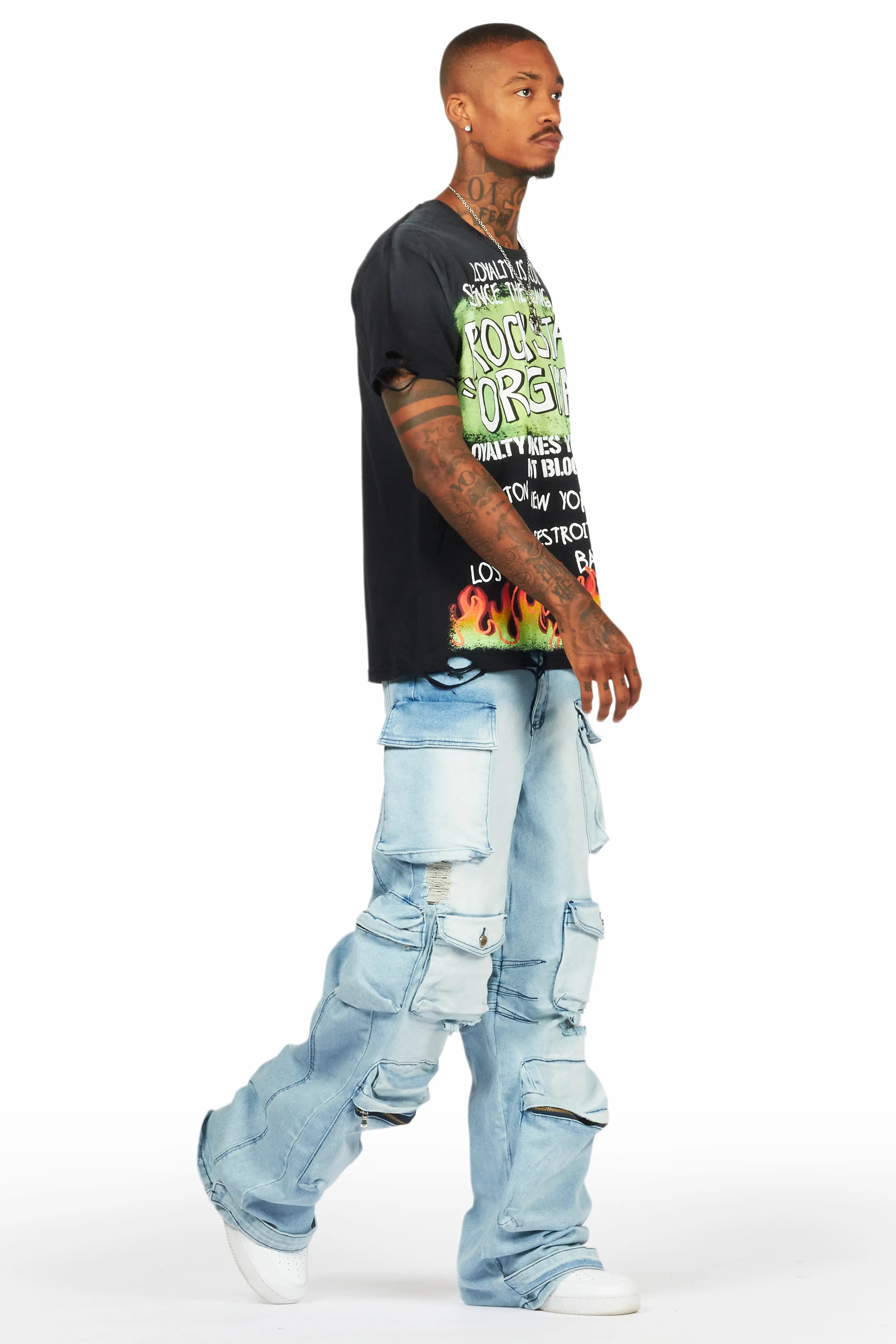 Mahesh Blue Baggy Cargo Jean