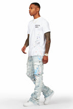 Farren Blue Painter Stacked Flare Jean