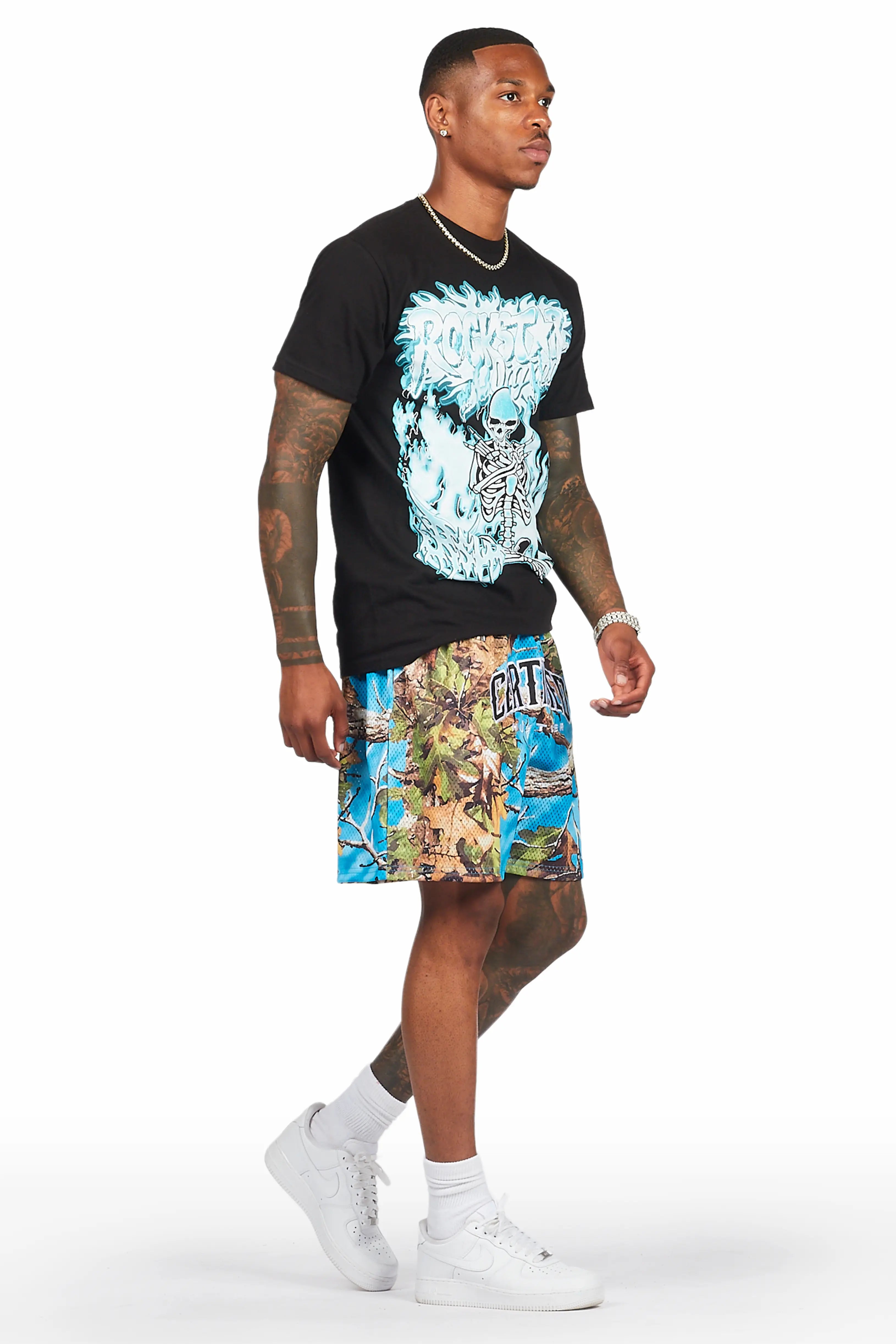 Ceri Turquoise Graphic Short